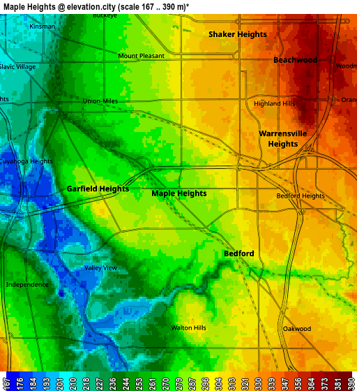 Zoom OUT 2x Maple Heights, United States elevation map