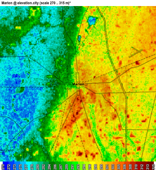 Zoom OUT 2x Marion, United States elevation map