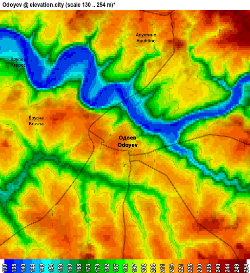 Zoom OUT 2x Odoyev, Russia elevation map