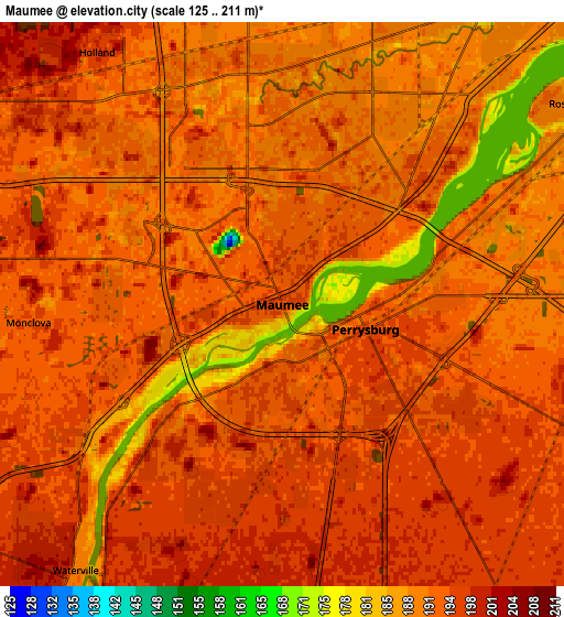 Zoom OUT 2x Maumee, United States elevation map