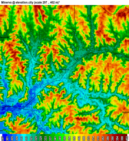 Zoom OUT 2x Minerva, United States elevation map