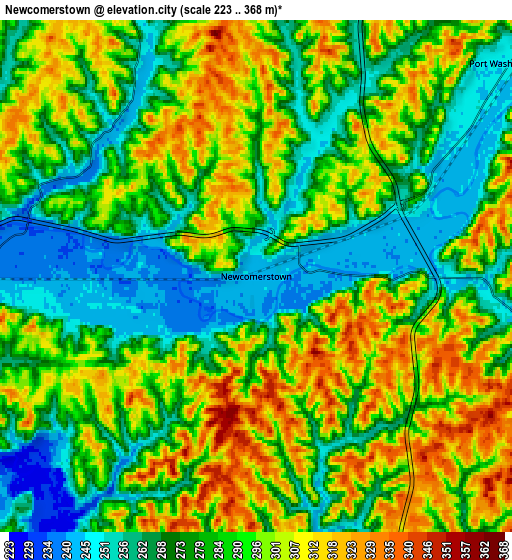 Zoom OUT 2x Newcomerstown, United States elevation map