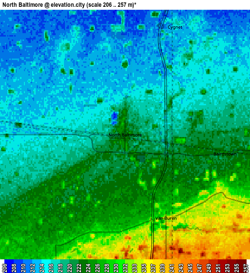 Zoom OUT 2x North Baltimore, United States elevation map