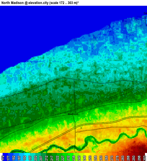 Zoom OUT 2x North Madison, United States elevation map