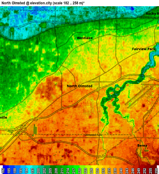 Zoom OUT 2x North Olmsted, United States elevation map