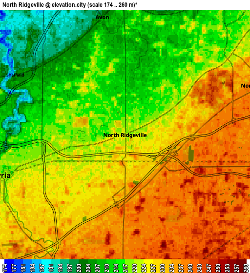 Zoom OUT 2x North Ridgeville, United States elevation map