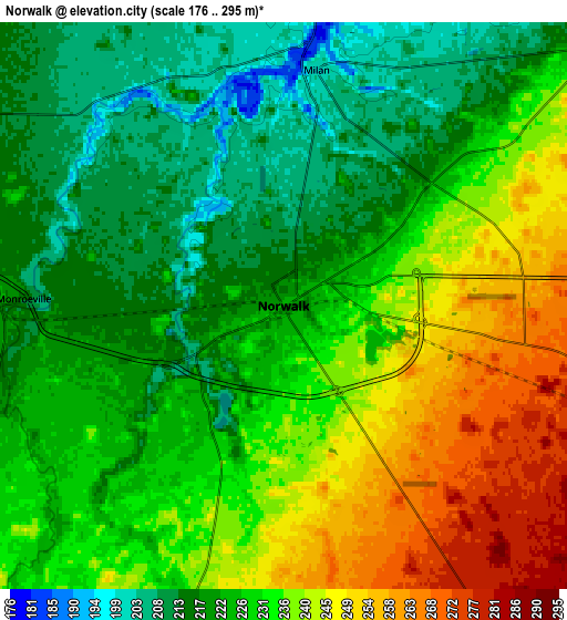 Zoom OUT 2x Norwalk, United States elevation map