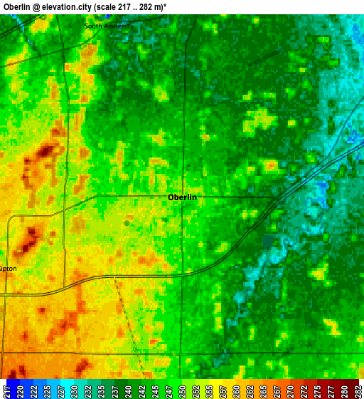 Zoom OUT 2x Oberlin, United States elevation map