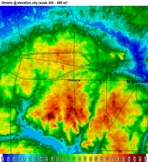 Zoom OUT 2x Ontario, United States elevation map