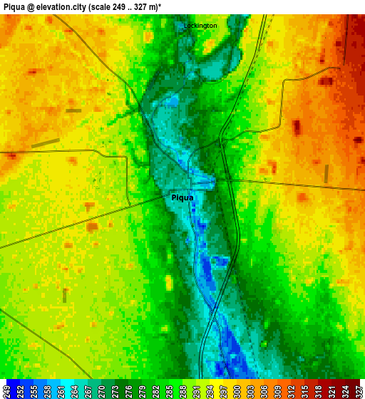 Zoom OUT 2x Piqua, United States elevation map