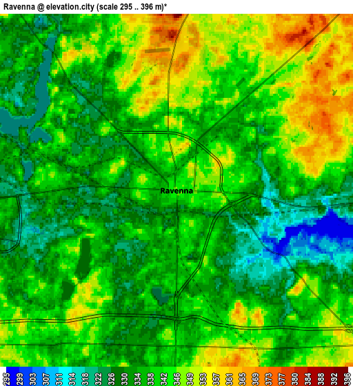 Zoom OUT 2x Ravenna, United States elevation map