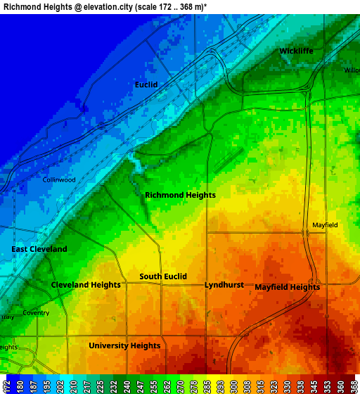 Zoom OUT 2x Richmond Heights, United States elevation map