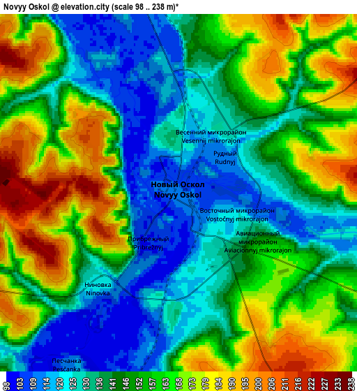 Zoom OUT 2x Novyy Oskol, Russia elevation map
