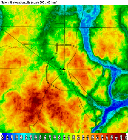 Zoom OUT 2x Salem, United States elevation map