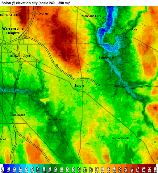 Zoom OUT 2x Solon, United States elevation map