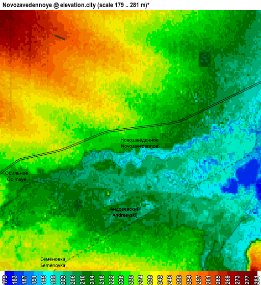 Zoom OUT 2x Novozavedennoye, Russia elevation map