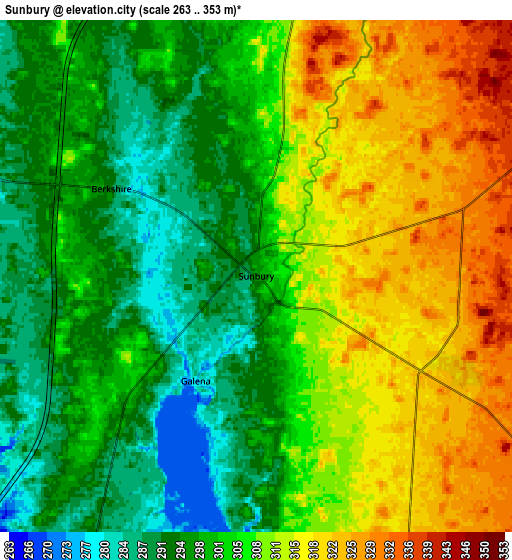 Zoom OUT 2x Sunbury, United States elevation map