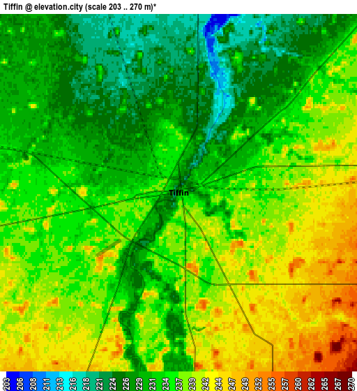 Zoom OUT 2x Tiffin, United States elevation map