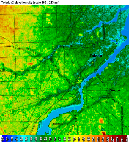 Zoom OUT 2x Toledo, United States elevation map