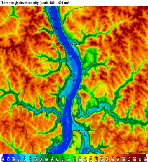 Zoom OUT 2x Toronto, United States elevation map