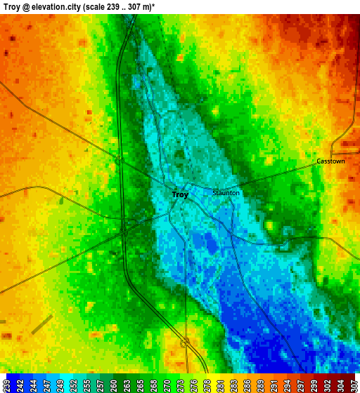 Zoom OUT 2x Troy, United States elevation map