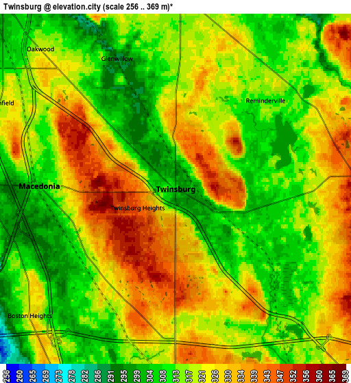 Zoom OUT 2x Twinsburg, United States elevation map