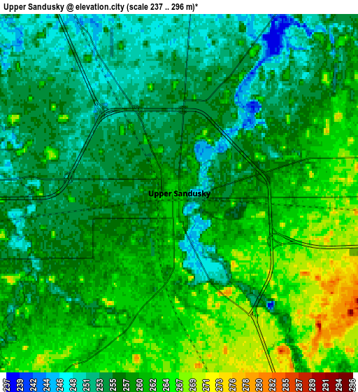 Zoom OUT 2x Upper Sandusky, United States elevation map