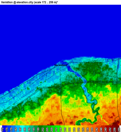 Zoom OUT 2x Vermilion, United States elevation map