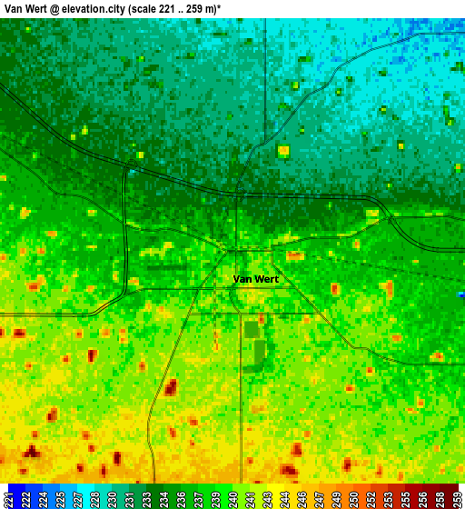 Zoom OUT 2x Van Wert, United States elevation map