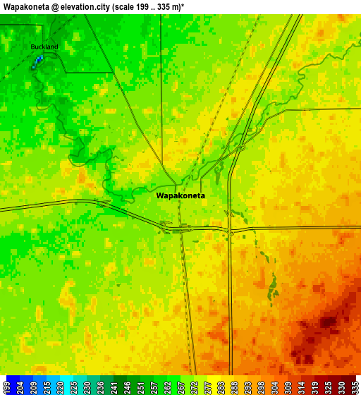 Zoom OUT 2x Wapakoneta, United States elevation map