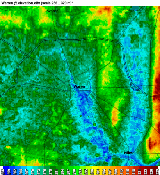 Zoom OUT 2x Warren, United States elevation map