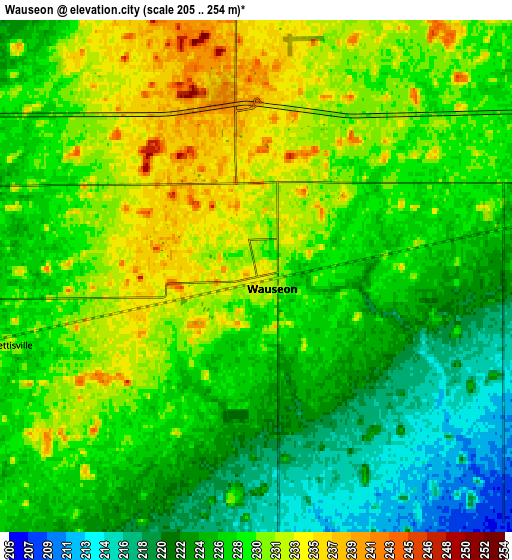 Zoom OUT 2x Wauseon, United States elevation map