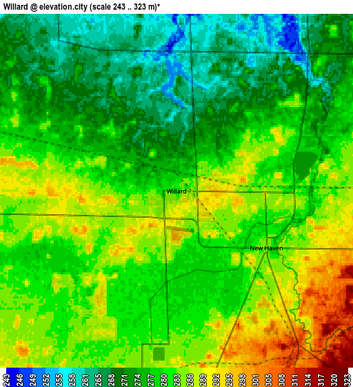 Zoom OUT 2x Willard, United States elevation map