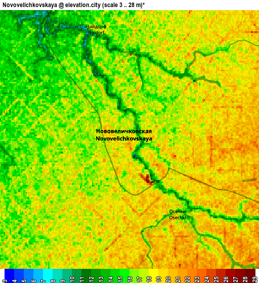 Zoom OUT 2x Novovelichkovskaya, Russia elevation map