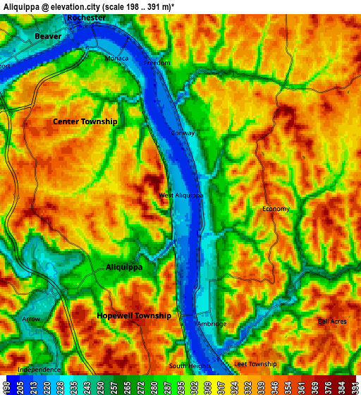 Zoom OUT 2x Aliquippa, United States elevation map