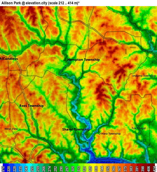Zoom OUT 2x Allison Park, United States elevation map