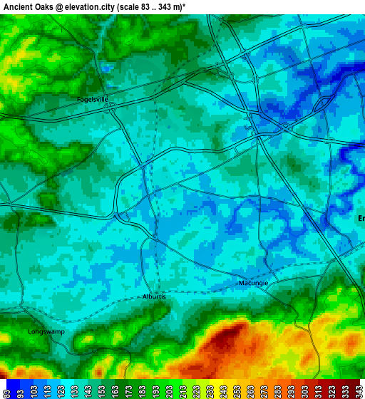 Zoom OUT 2x Ancient Oaks, United States elevation map