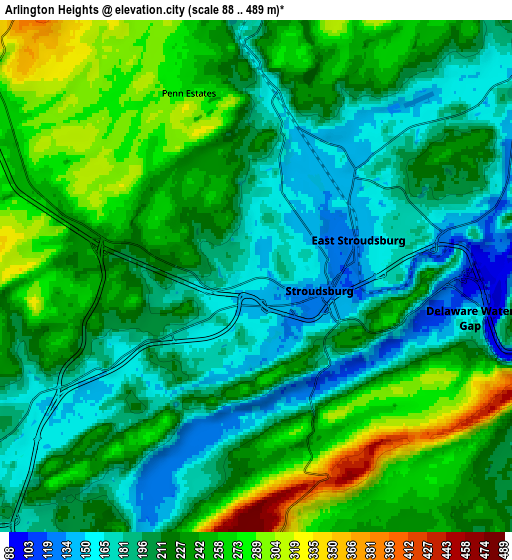 Zoom OUT 2x Arlington Heights, United States elevation map