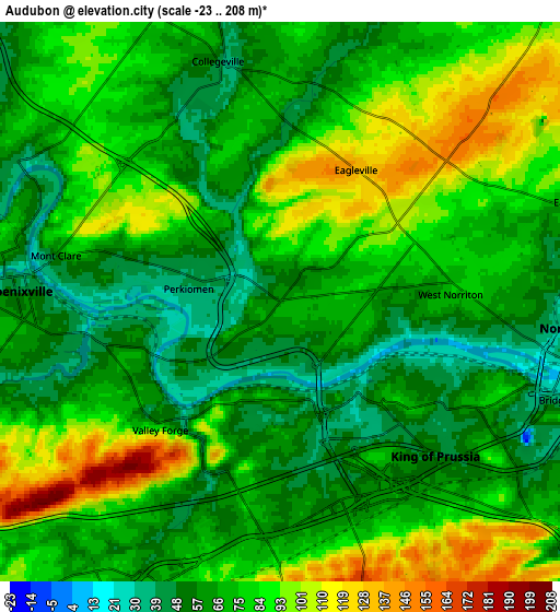 Zoom OUT 2x Audubon, United States elevation map