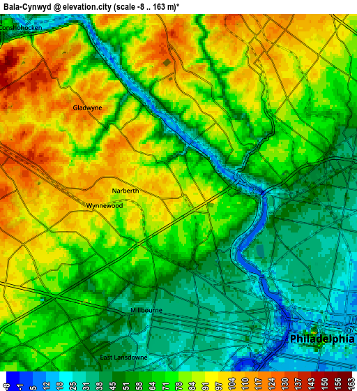 Zoom OUT 2x Bala-Cynwyd, United States elevation map