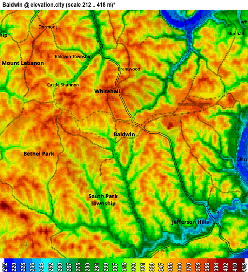 Zoom OUT 2x Baldwin, United States elevation map