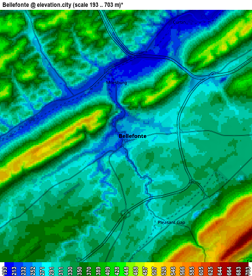 Zoom OUT 2x Bellefonte, United States elevation map