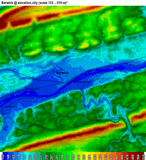 Zoom OUT 2x Berwick, United States elevation map