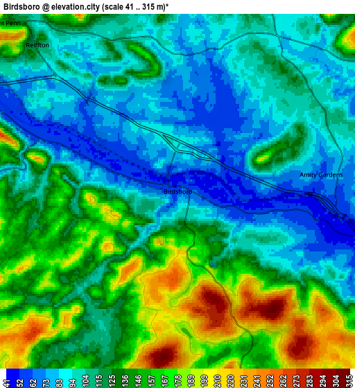 Zoom OUT 2x Birdsboro, United States elevation map