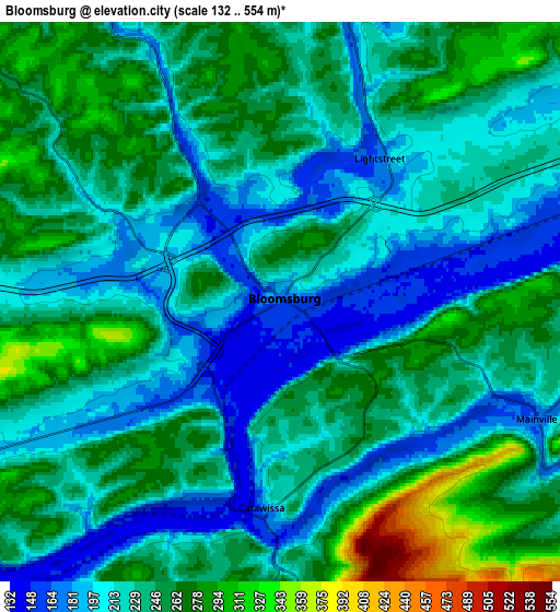 Zoom OUT 2x Bloomsburg, United States elevation map