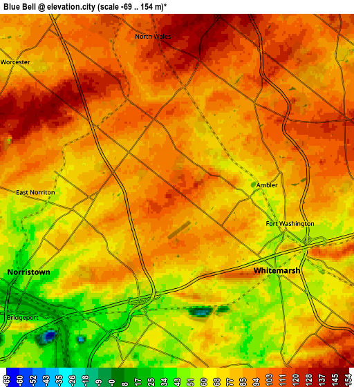 Zoom OUT 2x Blue Bell, United States elevation map