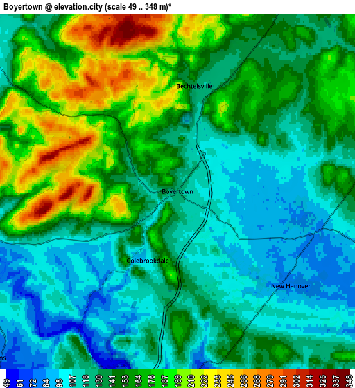 Zoom OUT 2x Boyertown, United States elevation map