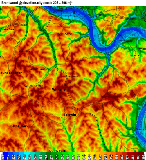 Zoom OUT 2x Brentwood, United States elevation map
