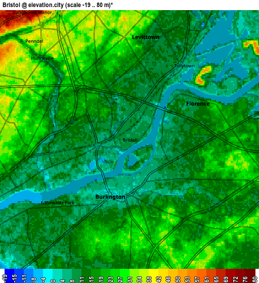 Zoom OUT 2x Bristol, United States elevation map