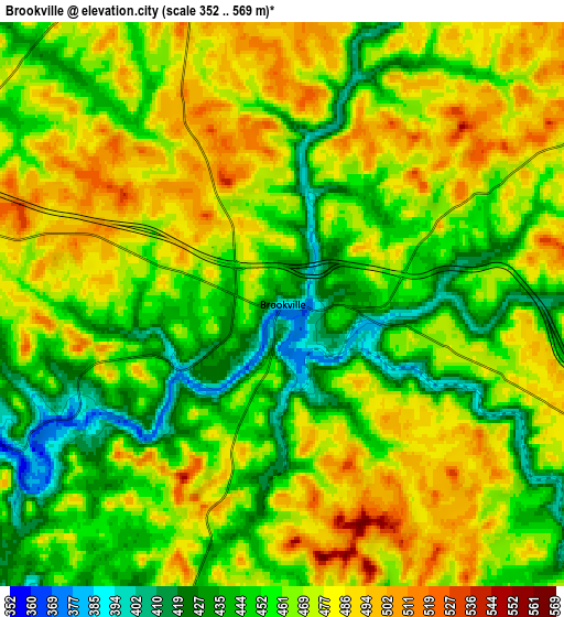 Zoom OUT 2x Brookville, United States elevation map